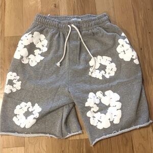 Gray and White Athletic Floral Shorts